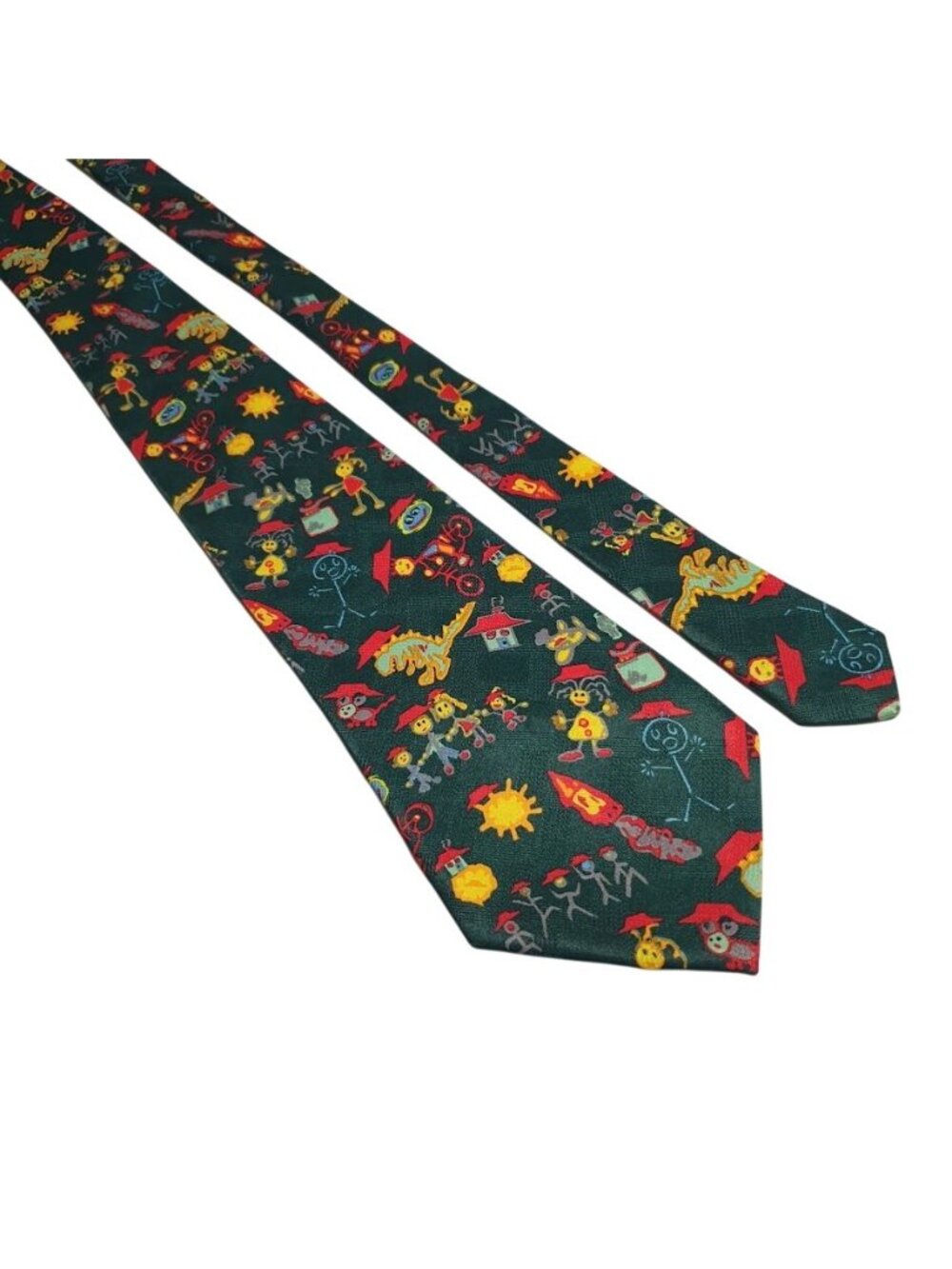 Policy Green Necktie Kids Doodles Character Theme Mens Teacher Principal Gift